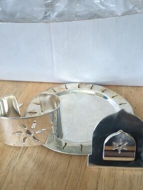 Genuine  Silver-Plated Serveware Set -Plates, Placecard Holders, & Napkin Rings